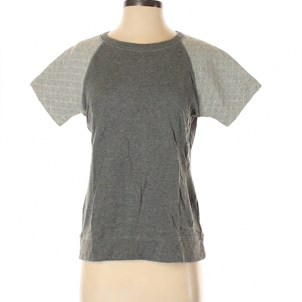 J. Crew Gray Short Sleeve Quilted Raglan Sweatshirt